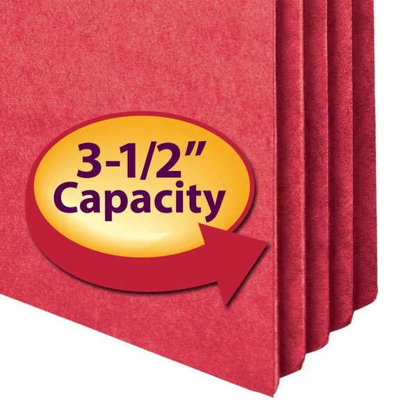 Smead File Pocket, Straight-Cut Tab, 3-1/2" Expansion, Letter Size, Red, 25 per Box (73231)