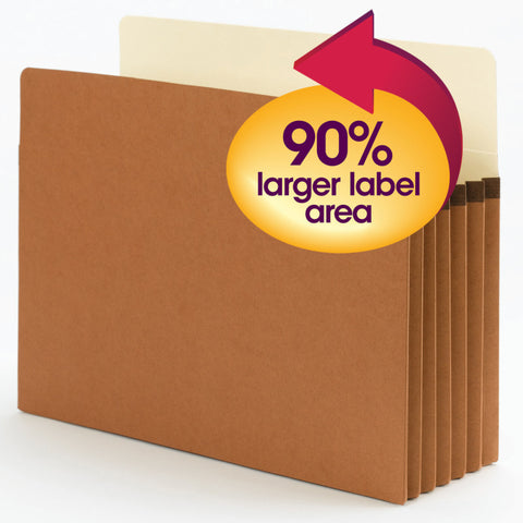 Smead SuperTab® File Pocket, Oversized Straight-Cut Tab, 5-1/4" Expansion, Letter Size, Redrope, 10 per Box (73240)