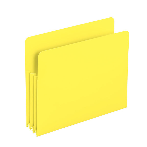 Smead Poly File Pocket, Straight-Cut Tab, 3-1/2" Expansion, Letter Size, Yellow, Pack of 4 (73504)