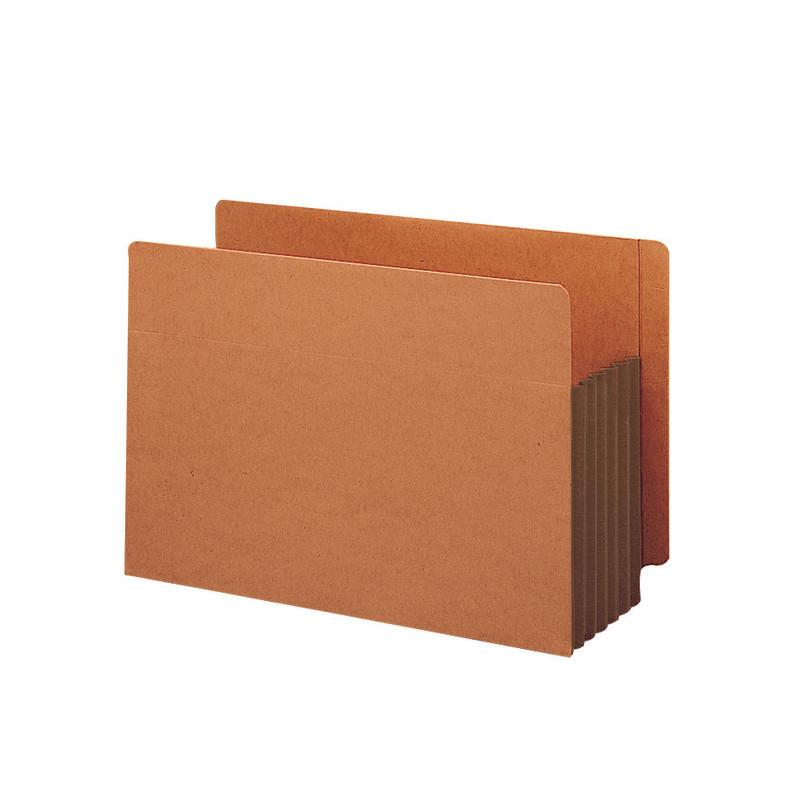 Smead End Tab Pocket, Reinforced Straight-Cut Tab, 5 1/4" Expansion, Extra Wide Letter Size, Redrope with Dark Brown Gusset, 10 per Box (73691)