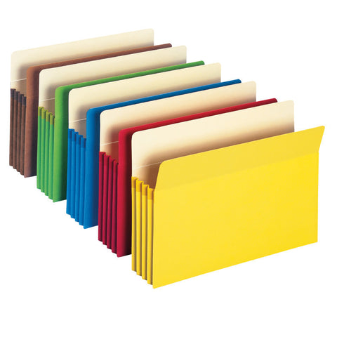 Smead File Pocket, Straight-Cut Tab, 3-1/2" Expansion, Letter Size, Assorted Colors, 5 per Pack (73892)