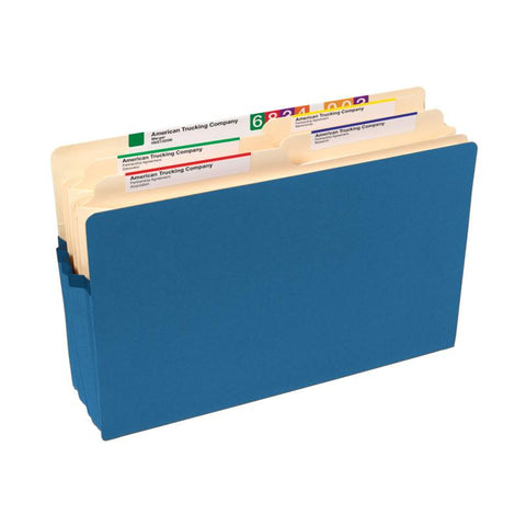 Smead File Pocket, Straight-Cut Tab, 3-1/2" Expansion, Legal Size, Blue, 25 per Box (74225)