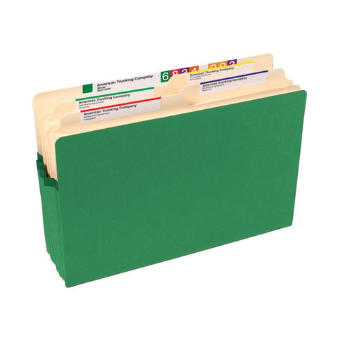 Smead File Pocket, Straight-Cut Tab, 3-1/2" Expansion, Legal Size, Green, 25 per Box (74226)