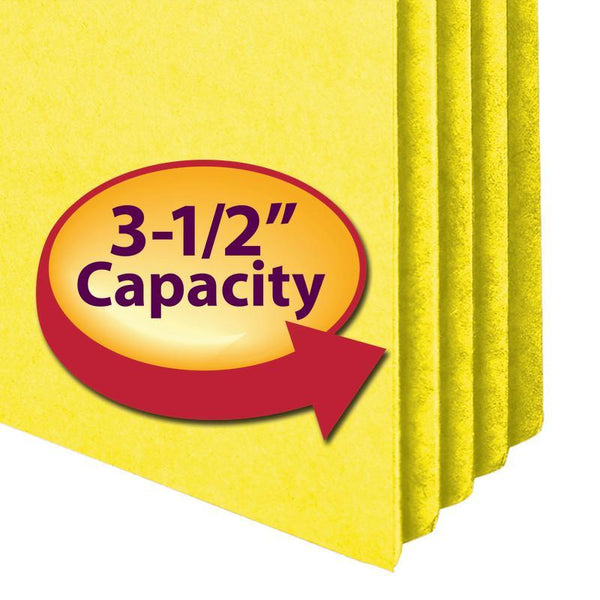 Smead File Pocket, Straight-Cut Tab, 3-1/2" Expansion, Legal Size, Yellow, 25 per Box (74233)