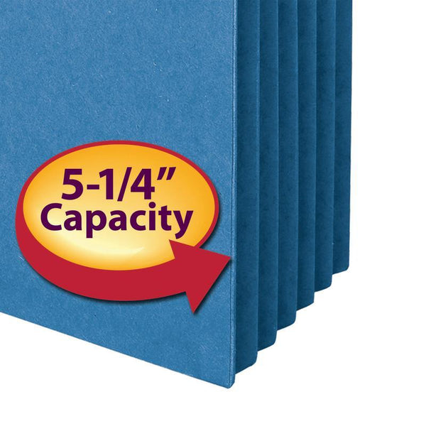 Smead File Pocket, Straight-Cut Tab, 5-1/4" Expansion, Legal Size, Blue, 10 per Box (74235)