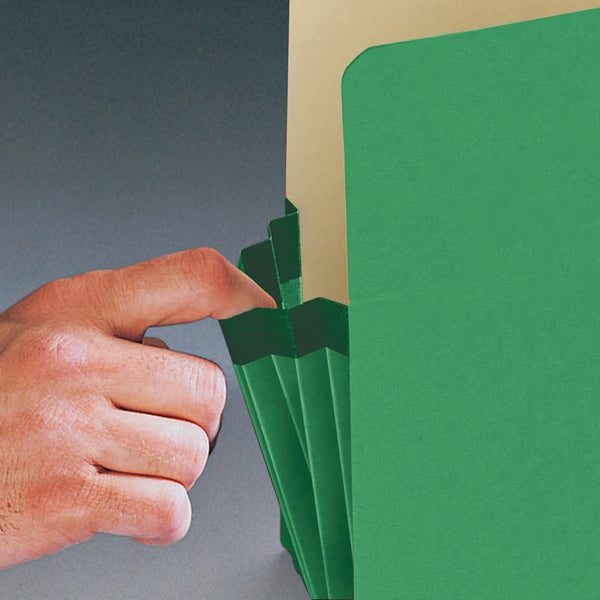 Smead File Pocket, Straight-Cut Tab, 5-1/4" Expansion, Legal Size, Green, 10 per Box (74236)