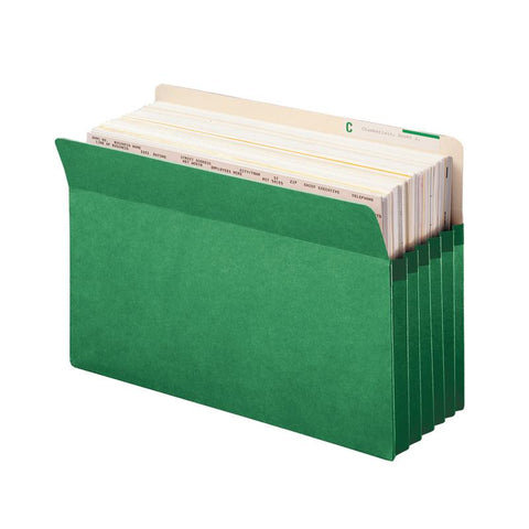 Smead File Pocket, Straight-Cut Tab, 5-1/4" Expansion, Legal Size, Green, 10 per Box (74236)