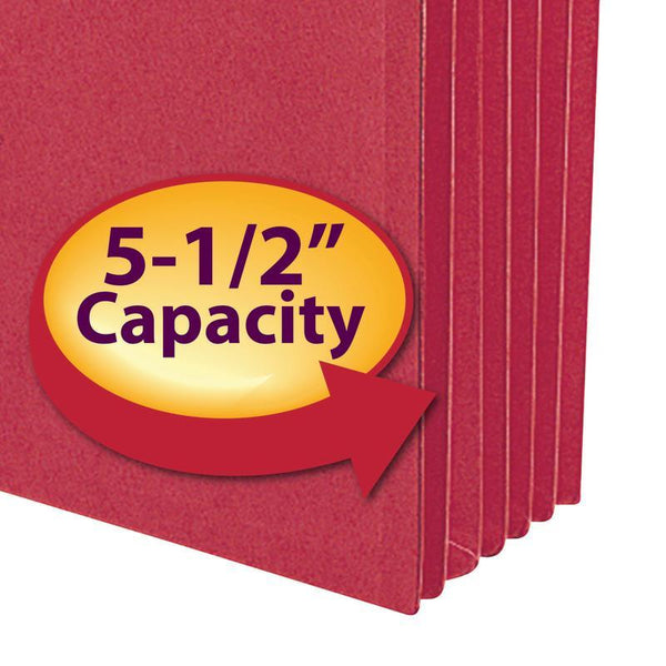 Smead File Pocket, Straight-Cut Tab, 5-1/4" Expansion, Legal Size, Red, 10 per Box (74241)