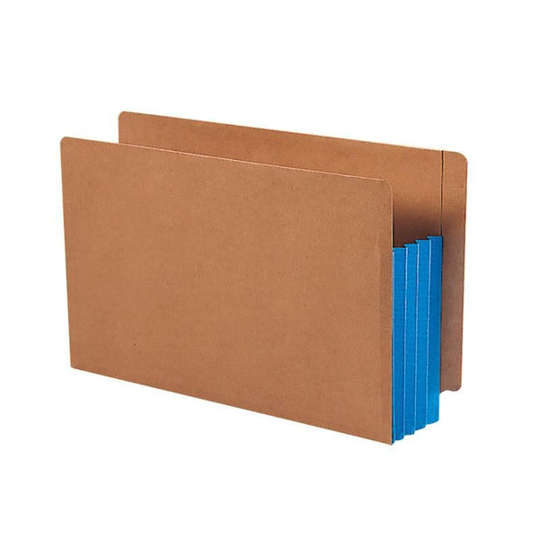 Smead End Tab Pocket, Reinforced Straight-Cut Tab, 3-1/2" Expansion, Extra Wide Legal Size, Redrope with Blue Gusset, 10 per Box (74679)