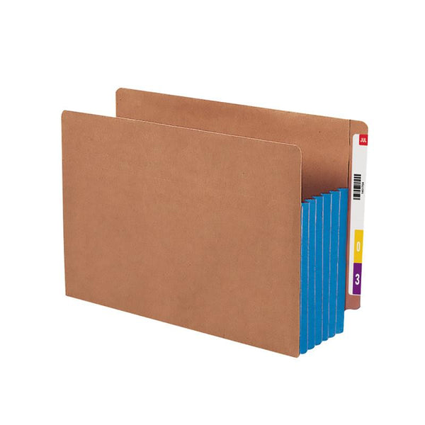 Smead End Tab Pocket, Reinforced Straight-Cut Tab, 5-1/4" Expansion, Extra Wide Legal Size, Redrope with Blue Gusset, 10 per Box (74689)