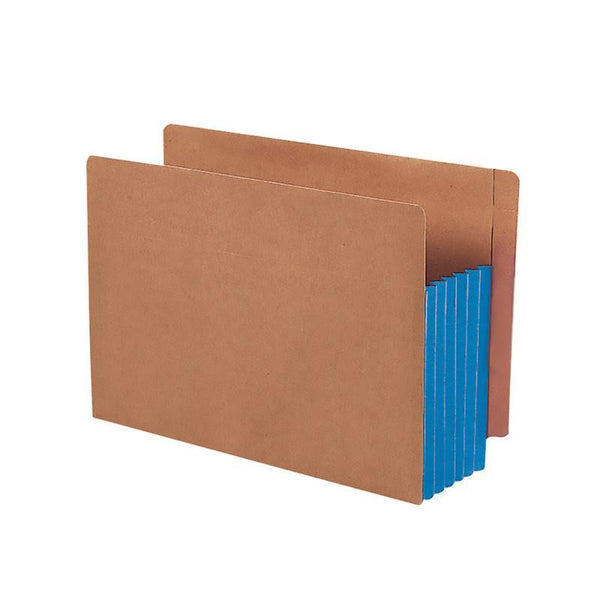 Smead End Tab Pocket, Reinforced Straight-Cut Tab, 5-1/4" Expansion, Extra Wide Legal Size, Redrope with Blue Gusset, 10 per Box (74689)