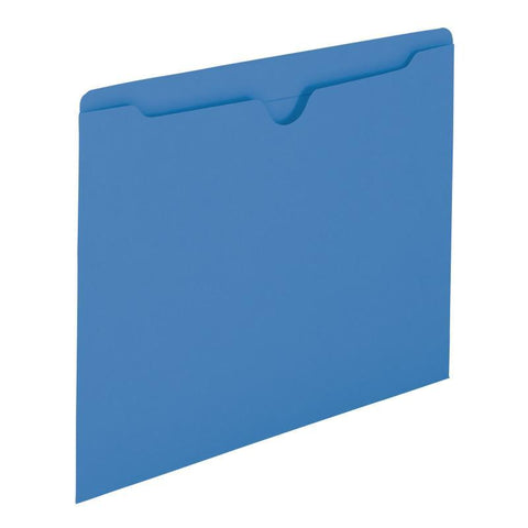 Smead File Jacket, Reinforced Straight-Cut Tab, Flat-No Expansion, Letter Size, Blue, 100 per Box (75502)