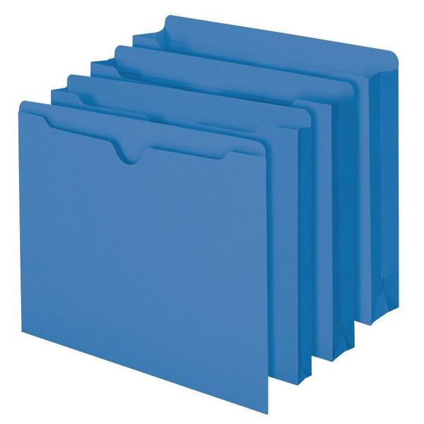 Smead File Jacket, Reinforced Straight-Cut Tab, Flat-No Expansion, Letter Size, Blue, 100 per Box (75502)