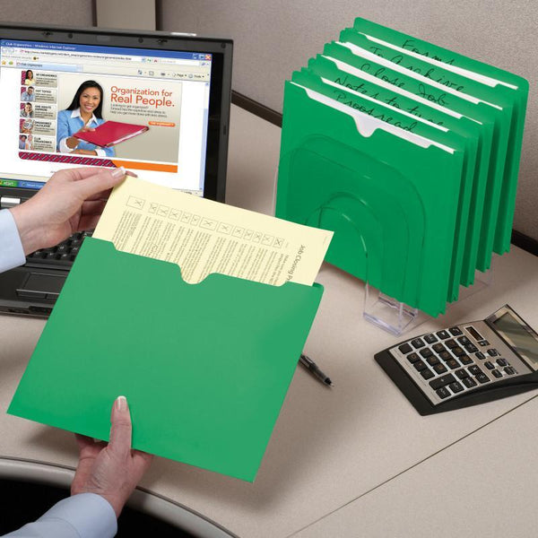 Smead File Jacket, Reinforced Straight-Cut Tab, Flat-No Expansion, Letter Size, Green, 100 per Box (75503)