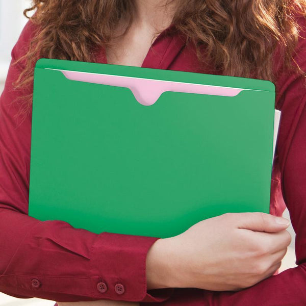 Smead File Jacket, Reinforced Straight-Cut Tab, Flat-No Expansion, Letter Size, Green, 100 per Box (75503)