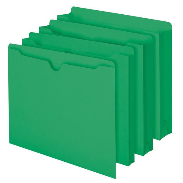 Smead File Jacket, Reinforced Straight-Cut Tab, Flat-No Expansion, Letter Size, Green, 100 per Box (75503)