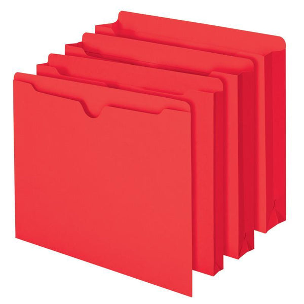Smead File Jacket, Reinforced Straight-Cut Tab, Flat-No Expansion, Letter Size, Red, 100 per Box (75509)