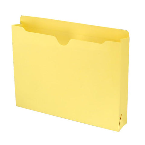 Smead File Jacket, Reinforced Straight-Cut Tab, 2" Expansion, Letter Size, Yellow, 50 per Box (75571)