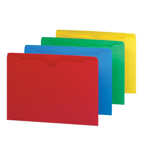 Smead File Jacket, Reinforced Straight-Cut Tab, Flat-No Expansion, Letter Size, Assorted Colors, 100 per Box (75613)