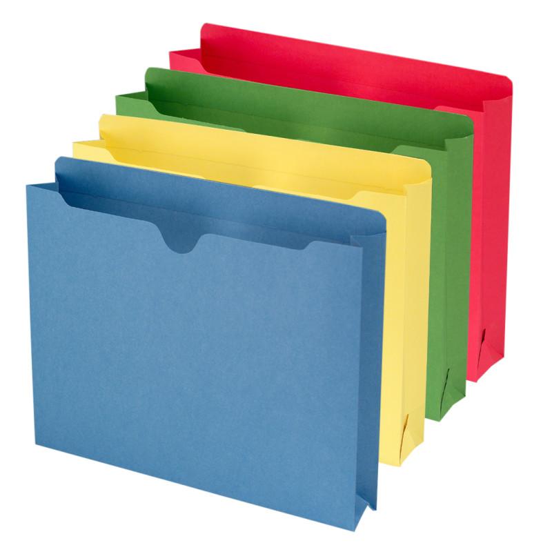 Smead File Jacket, Reinforced Straight-Cut Tab, 2" Expansion, Letter Size, Assorted Colors, 50 per Box (75673)