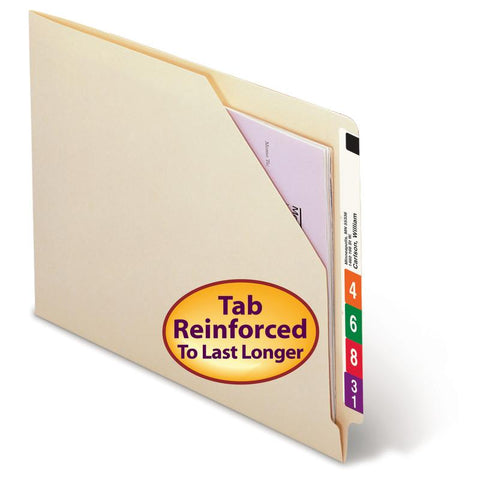 Smead End Tab File Jacket, Shelf-Master® Reinforced Straight-Cut Tab, Letter Size, Manila, 100 per Box (75700)