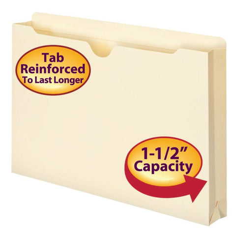 Smead File Jacket, Reinforced Tab, 1-1/2" Expansion, Legal Size, Manila, 50 per Box (76540)