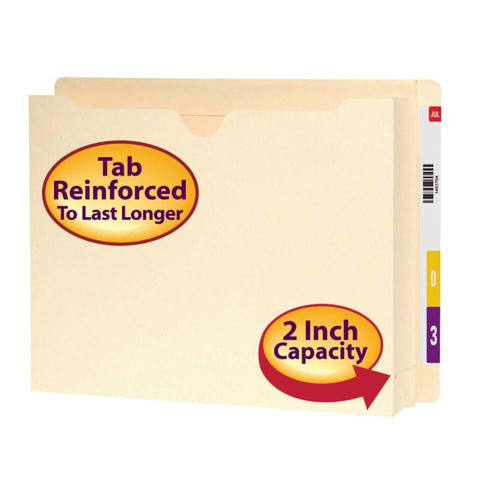 Smead End Tab Expanding File Jacket, Reinforced Straight-Cut Tab, 2" Expansion, Letter Size, Manila, 25 per Box (76910)