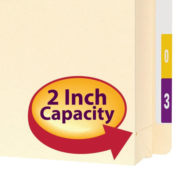 Smead End Tab Expanding File Jacket, Reinforced Straight-Cut Tab, 2" Expansion, Letter Size, Manila, 25 per Box (76910)