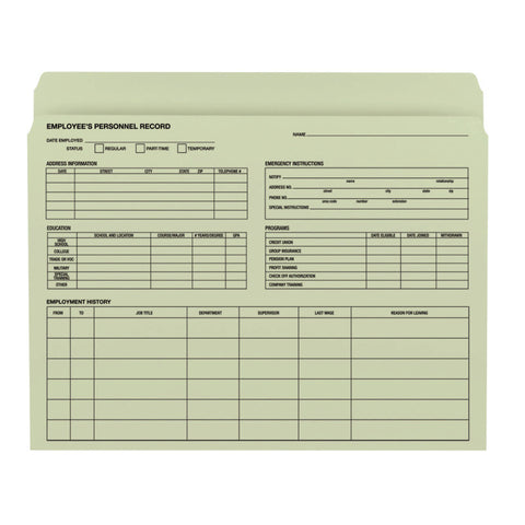 Smead Employee Record File Folder, Straight-Cut Tab, Letter Size, Moss, 20 per Pack (77000)