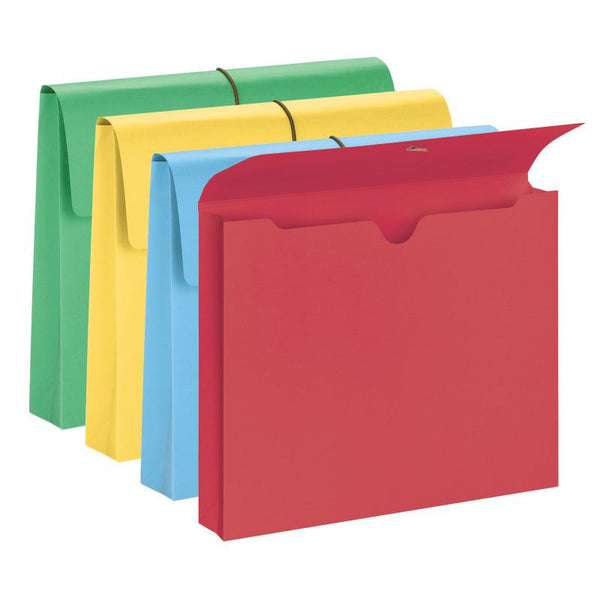 Smead Expanding File Wallet, 2" Expansion, Protective Flap and Cord Closure, Letter Size, Assorted Colors, 10 per Box (77207)