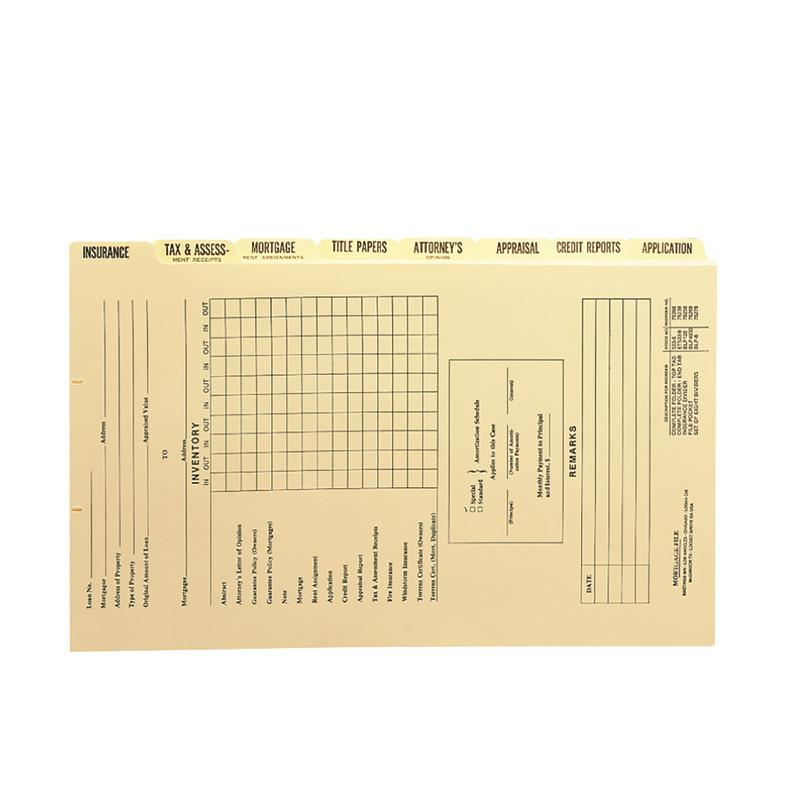 Smead Mortgage Folder Printed Replacement Divider Sets, 14-3/8"W x 9"H, Manila, 8 per Set (78278)