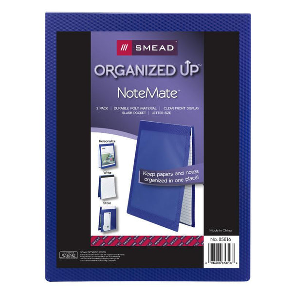 Smead Organized Up® NoteMate Pad Folio, Clear Poly Front, Dark Blue,  2 per Pack (85816)