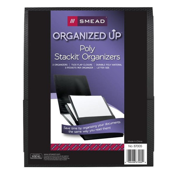 Smead Organized Up® Poly Stackit™ Organizers, Letter Size, Black, 2 per Pack (87005)