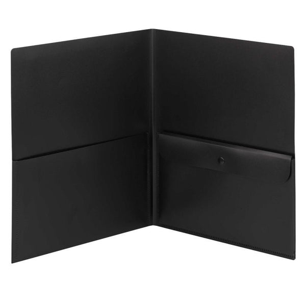 Smead Poly Two-Pocket Folder with Security Pocket, Holds up to 100 Sheets, Letter Size, Black, 5 per Pack (87700)