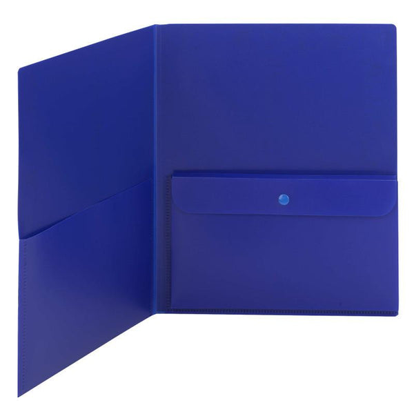 Smead Poly Two-Pocket Folder with Security Pocket, Letter Size, Dark Blue, 5 per Pack (87701)