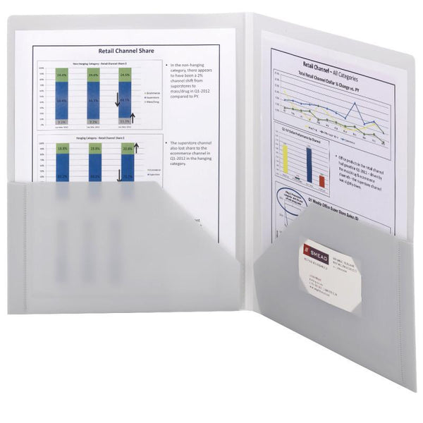 Smead Frame View Poly Two-Pocket Folder, Letter Size, Oyster, 5 per Pack (87706)