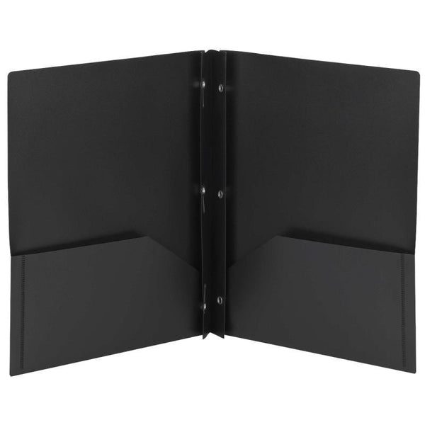 Smead Poly Two-Pocket Folder, Tang-style Fastener, Letter Size, Black, 25 per Box (87725)