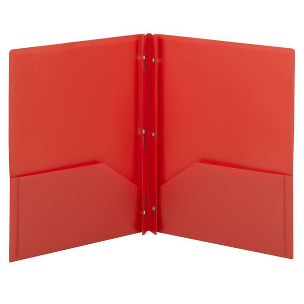 Smead Poly Two-Pocket Folder, Tang-style Fastener, Letter Size, Red, 25 per Box (87727)