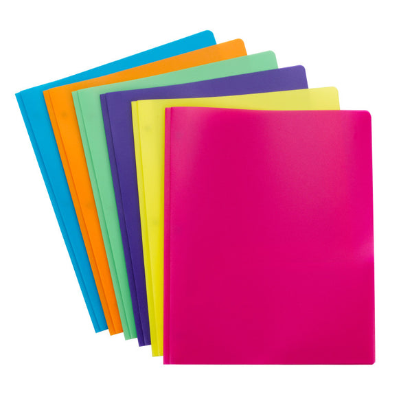 Smead Poly Two-Pocket Folder with Tang Style Fasteners, Letter Size, Assorted Colors, 6 per Pack (87747)