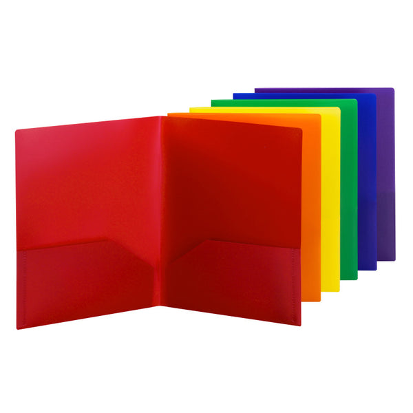 Smead Poly Two-Pocket Folder, Letter Size, Assorted Colors, 6 per Pack (87760)