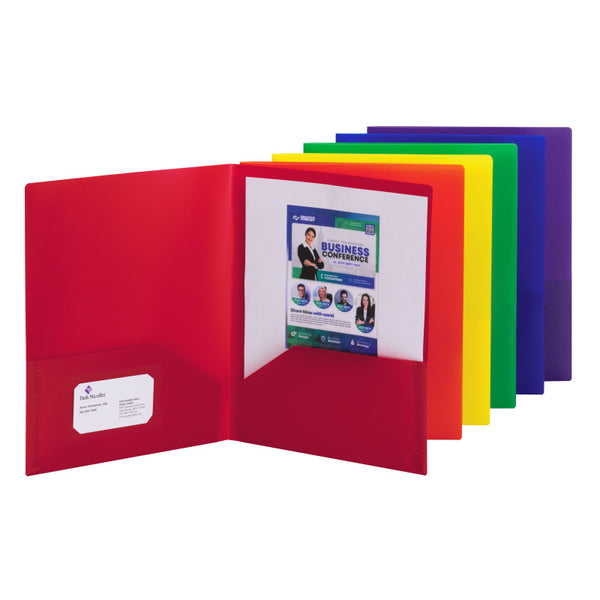 Smead Poly Two-Pocket Folder, Letter Size, Assorted Colors, 6 per Pack (87760)