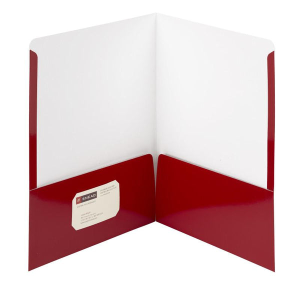 Smead High Gloss Two-Pocket Folders, Letter Size, Red, 25 per Box (87880)