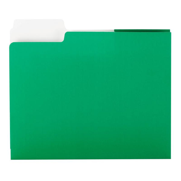 Smead SuperTab® Two-Pocket Folder, Extra Wide 1/3-Cut Tab First Position, Letter Size, Green, 5 per Pack (87965)