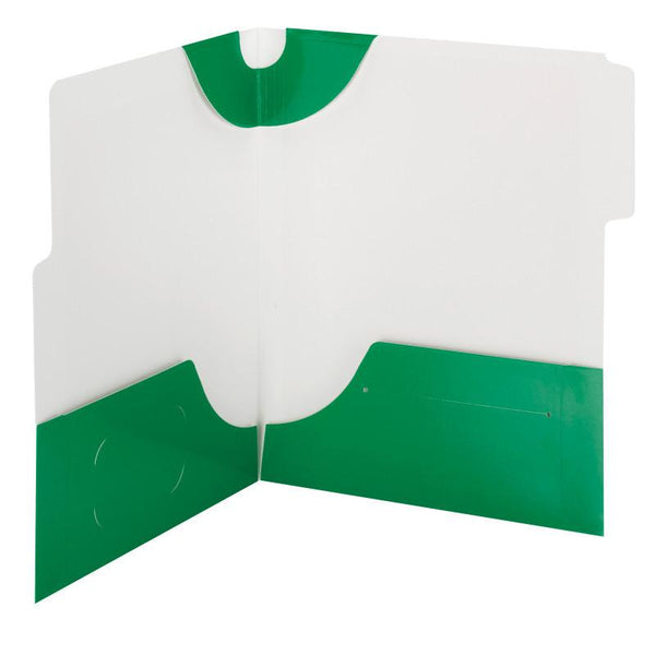 Smead SuperTab® Two-Pocket Folder, Extra Wide 1/3-Cut Tab First Position, Letter Size, Green, 5 per Pack (87965)