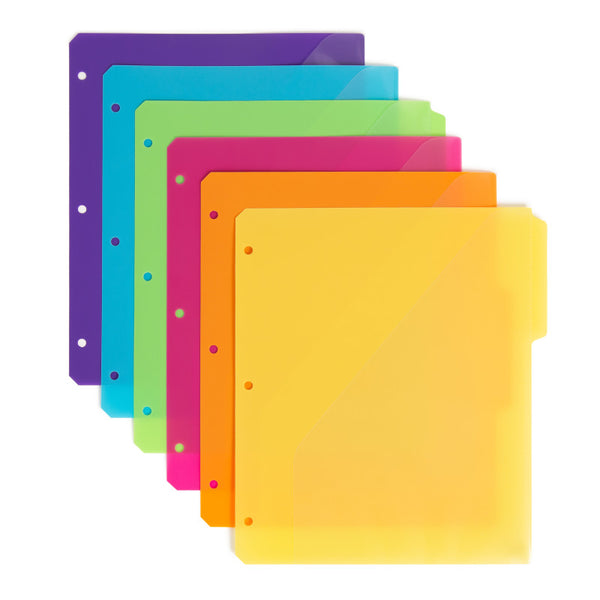 Smead Three-Ring Binder Poly Index Dividers, 1/3-Cut Tab, Letter Size, Assorted Colors, 30 per Box (89421)