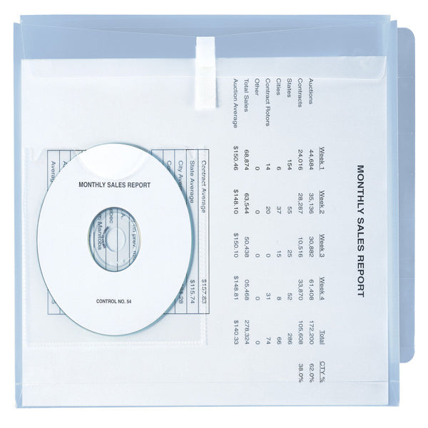 Smead End Tab Poly Envelope, Straight-Cut Tab, 1" Expansion, Flap with Hook-and-Loop Closure, Letter Size, Clear, 5 per Pack (89595)